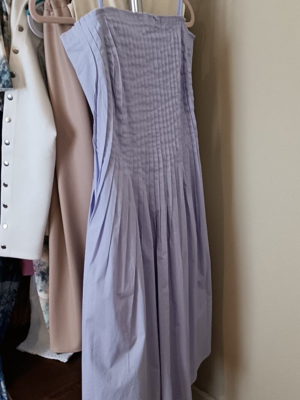 NWT Pintuck Pleat Bodice Lavender Strap Midi Dress